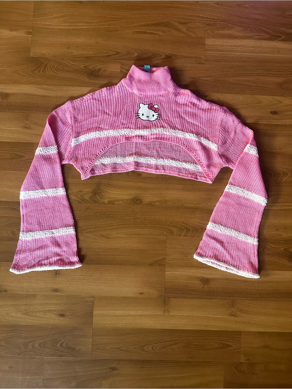 Sanrio Pink Cropped Bolero Turtleneck Sweater with Hello Kitty Patch